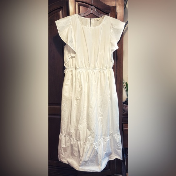 ME by JENNIE GARTH. Poplin flutter sleeve tiered maxi dress WHITE plus sized 1x - Picture 3 of 5